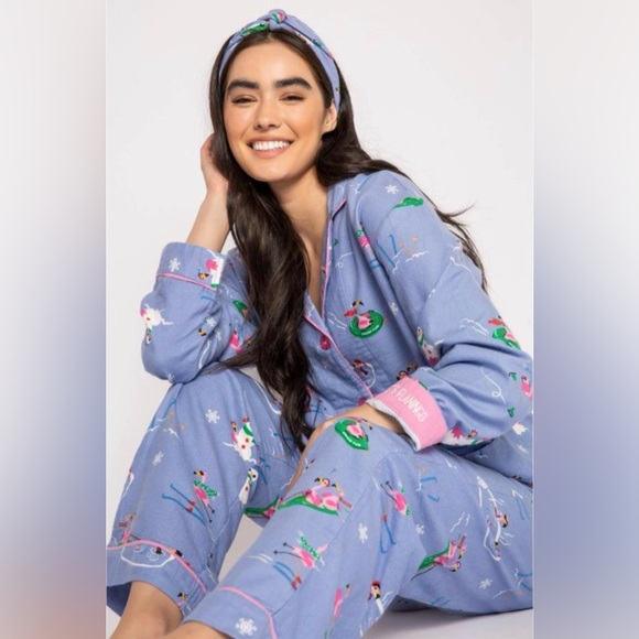 PJ Salvage Periwinkle Flamingos Flannel PJ Set - Picture 1 of 12